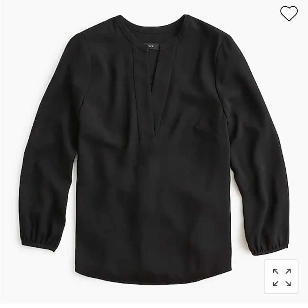 J. Crew open v-neck top in 365 crepe in black
